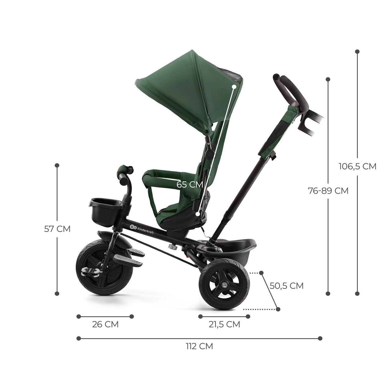 Tricicleta Copii Kinderkraft Aveo, Mystic Green, +1 an