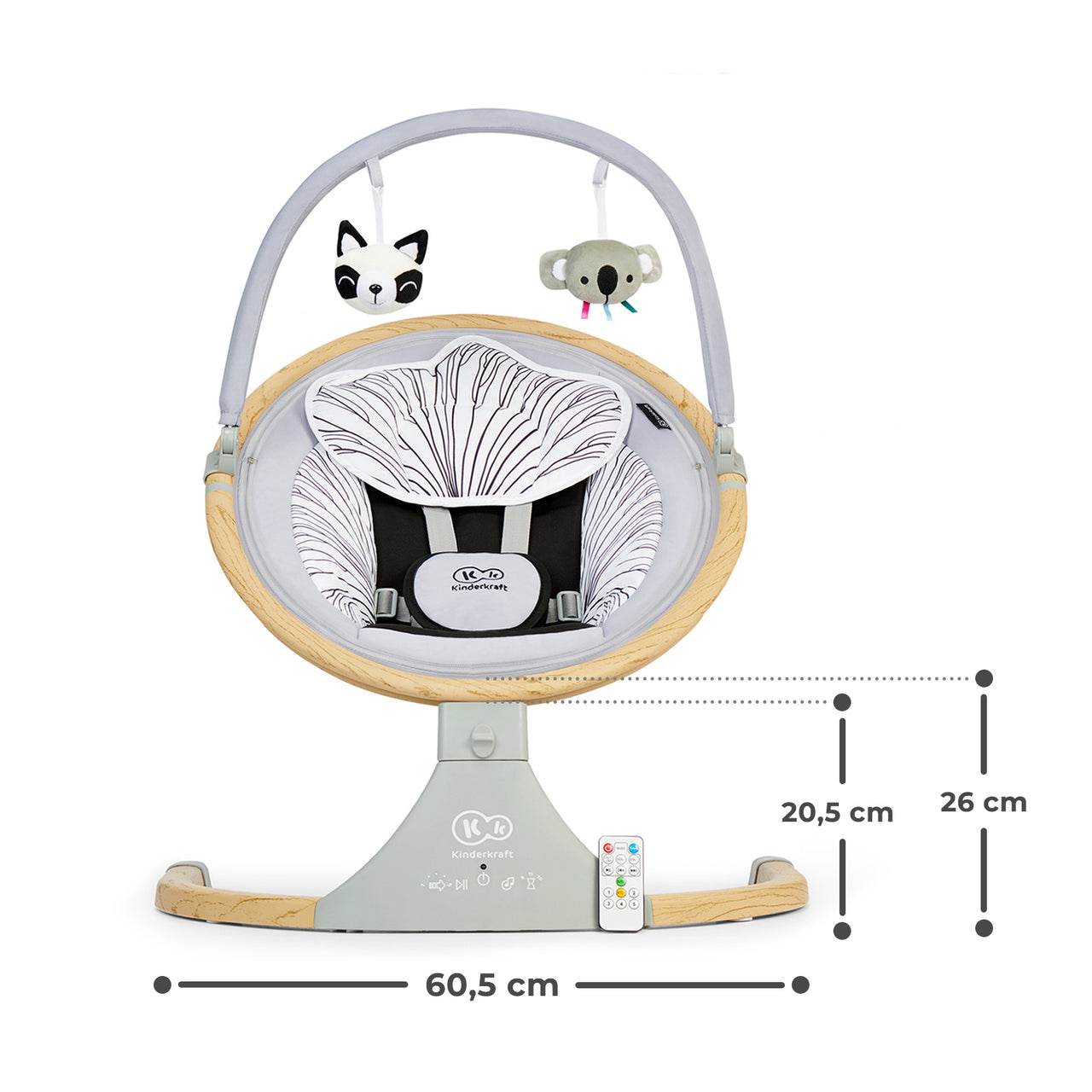 Leagan Electric Multifunctional 2 In 1 Kinderkraft Lumi, Grey, 0-1 an