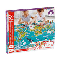 Thumbnail for Joc și Puzzle 2-In-1 Turul Lumii cu 105 piese, Hape, +5 ani