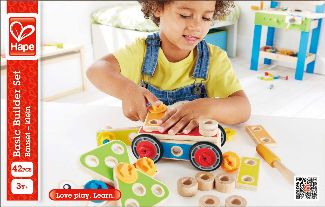 Set construcție din lemn, 42 de piese, Hape, +3 ani