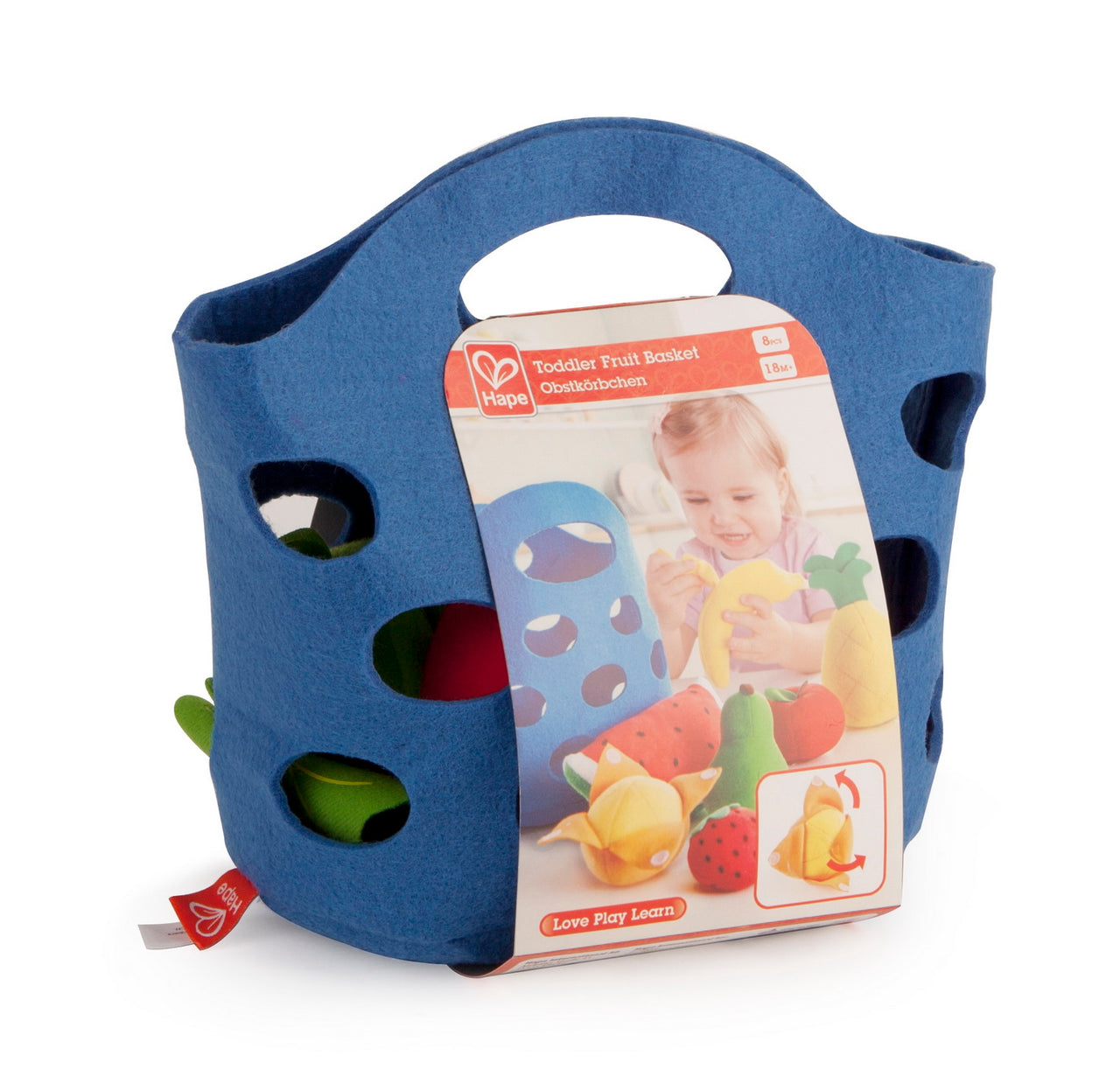Set coșuleț cu fructe din material textil, Hape, +2 ani