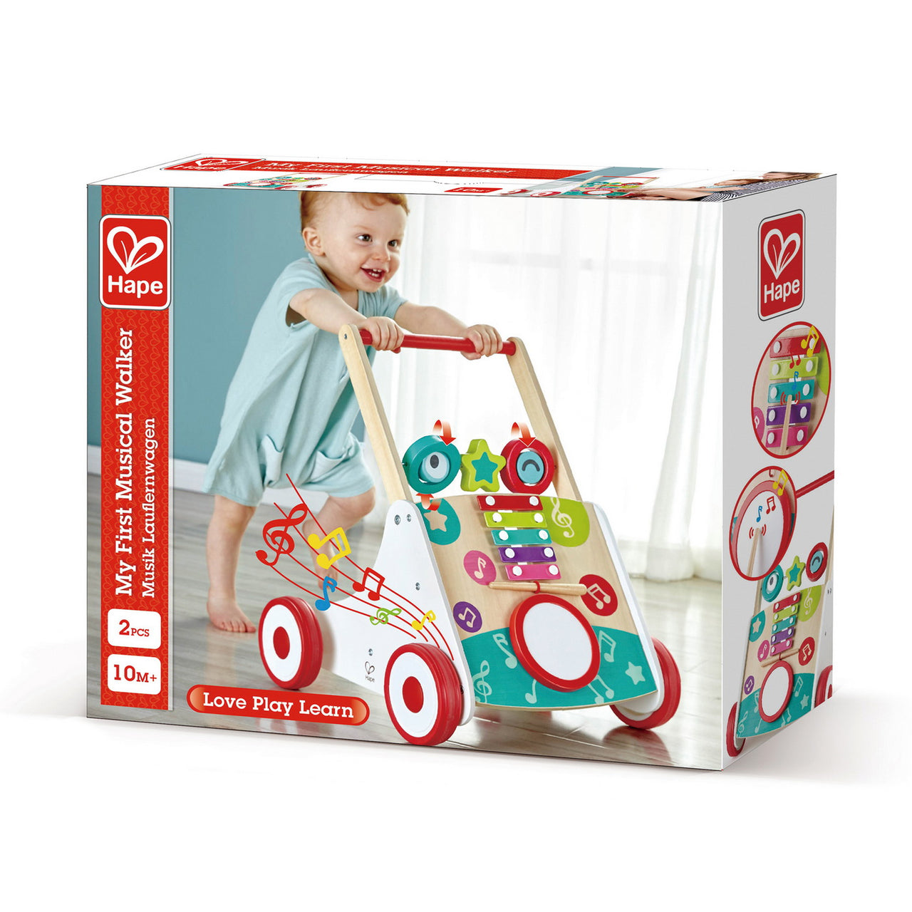 Antepremergator muzical din lemn, Hape, 0-1 an