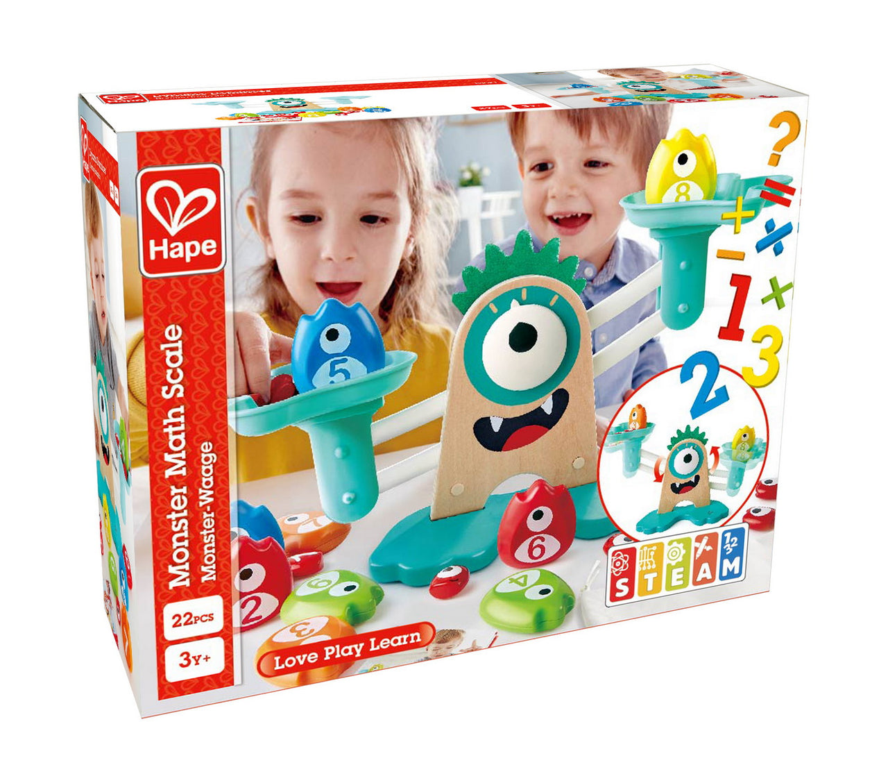 Jucarie educativă din lemn, Cântar Monstru, Hape, +3 ani