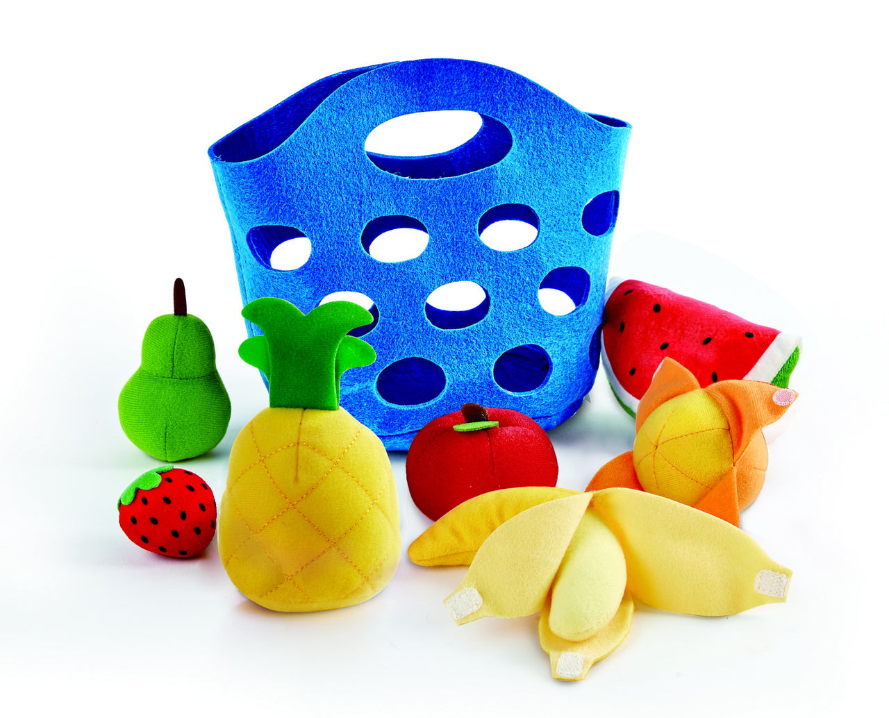 Set coșuleț cu fructe din material textil, Hape, +2 ani