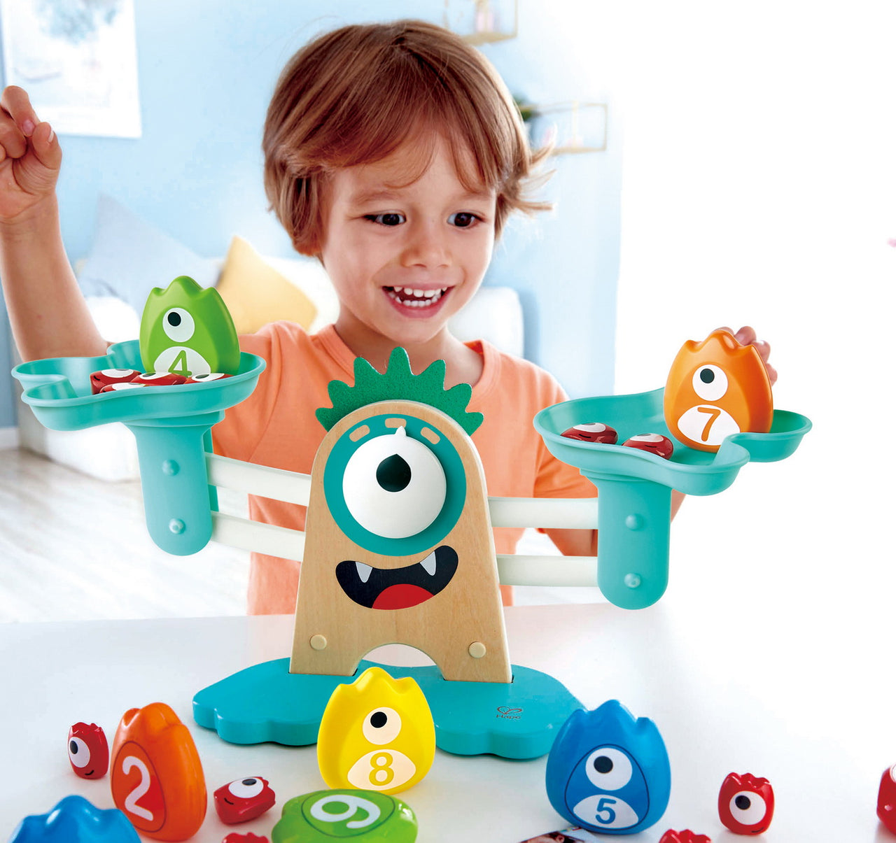 Jucarie educativă din lemn, Cântar Monstru, Hape, +3 ani