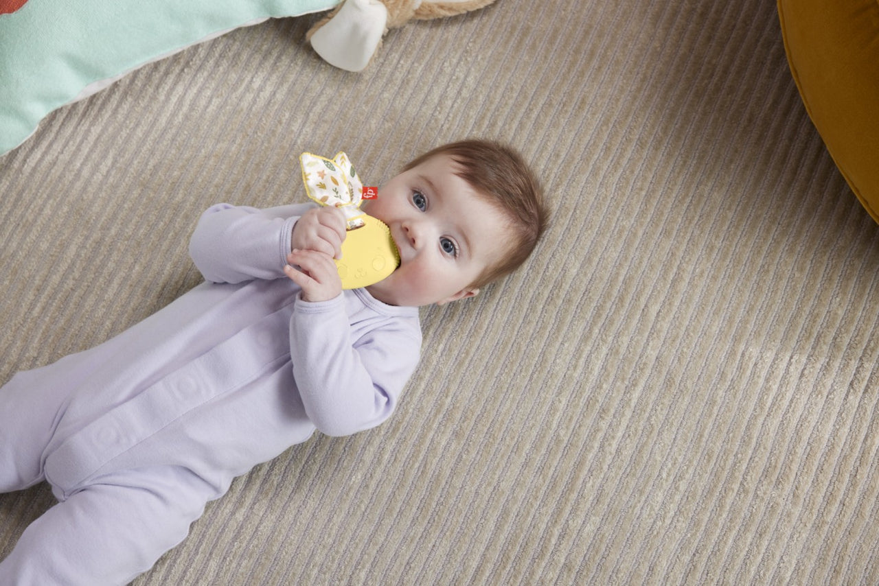 Jucarie bebeluși pentru dentiție în formă de iepuraș, Fisher Price, 0-1 an