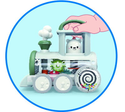 Jucarie locomotiva cu aburi, Hola Toys, Alb, +6 luni