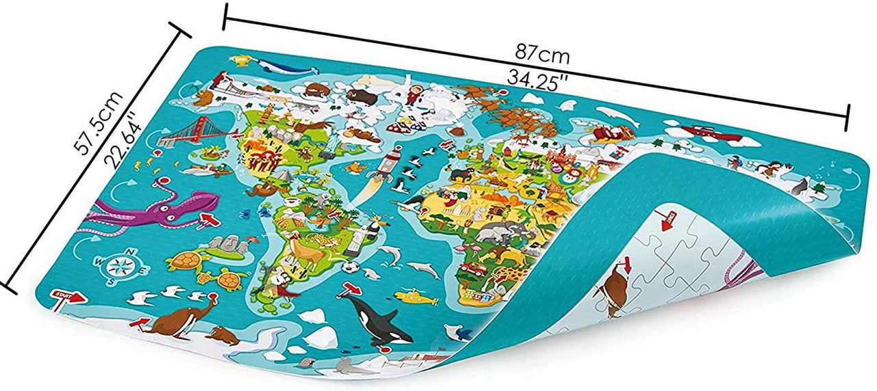 Joc și Puzzle 2-In-1 Turul Lumii cu 105 piese, Hape, +5 ani