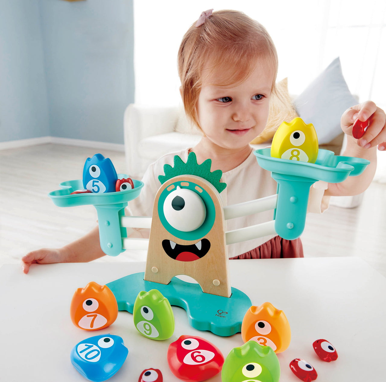 Jucarie educativă din lemn, Cântar Monstru, Hape, +3 ani
