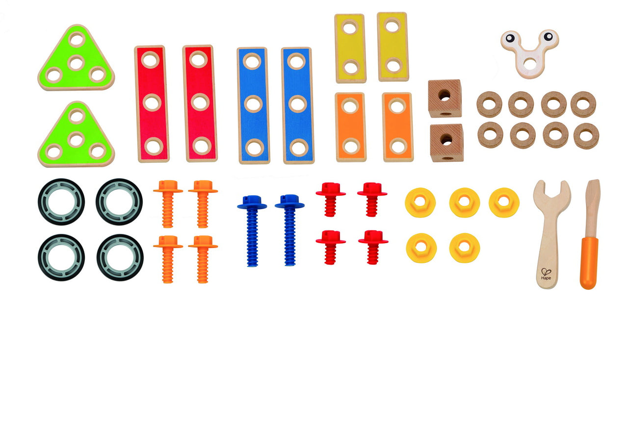 Set construcție din lemn, 42 de piese, Hape, +3 ani