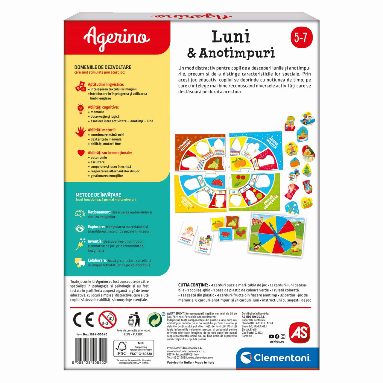 Joc educativ Agerino Clementoni, Luni si anotimpuri, +2 ani