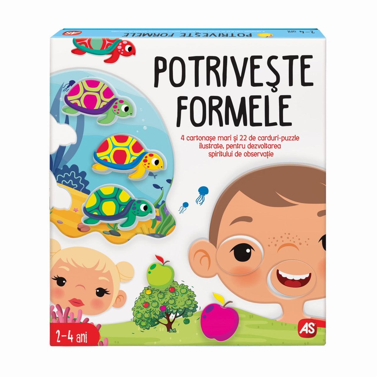 Joc educativ de potrivit formele destinat copiilor intre 2 si 4 ani pentru a le dezvolta spiritul de observatie.
