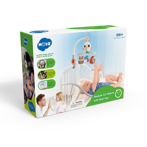 Carusel cu păsări de pluș pentru patul bebelușilor, Hola Toys, 0-1 an